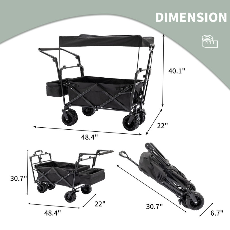 linor Linor Stroller Wagons for 2 Kids Collapsible Wagon with Seat Belt and Canopy Wayfair